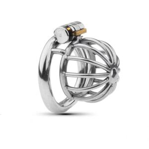 Metal Chastity Lock for Men with Silicone Tube