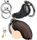 Metal Mesh Male Chastity Cage Black