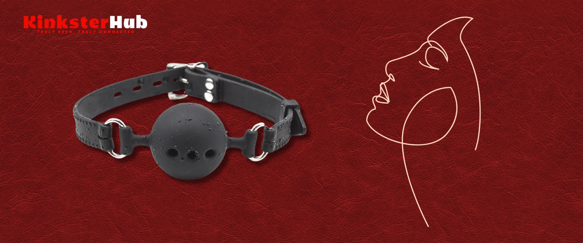 Abstract woman using a ball gag
