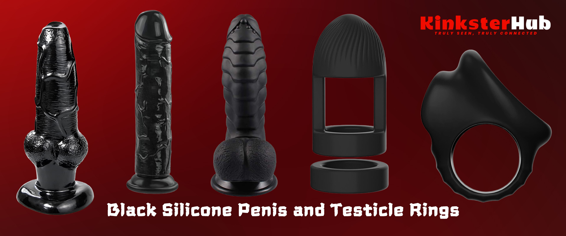 Black Silicone Penis and Testicle Rings