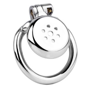 The Front view of Flat Metal Chastity Cage