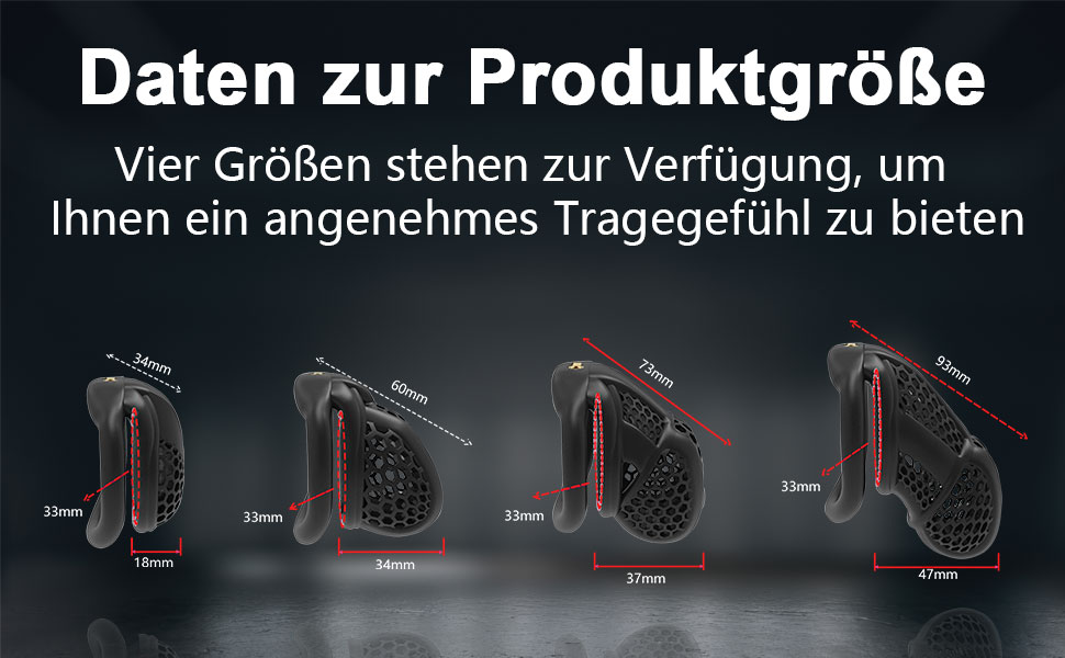 Black Honeycomb Cock Cage German four sizes display