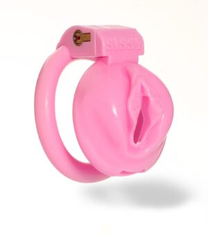 Pink Sissy Chastity Cage Frond View