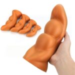 Extra Large Silicone Butt Plug with Suction Base for Extreme Stretch（Gold-S）