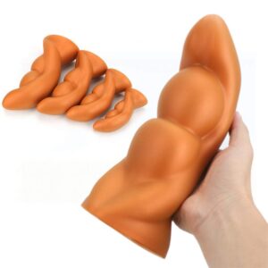 Extra Large Silicone Butt Plug with Suction Base for Extreme Stretch（Gold-S）