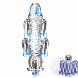 Penis Vibrator Sleeve with 6 Motors & 10 Modes – Glans Stimulator for Men
